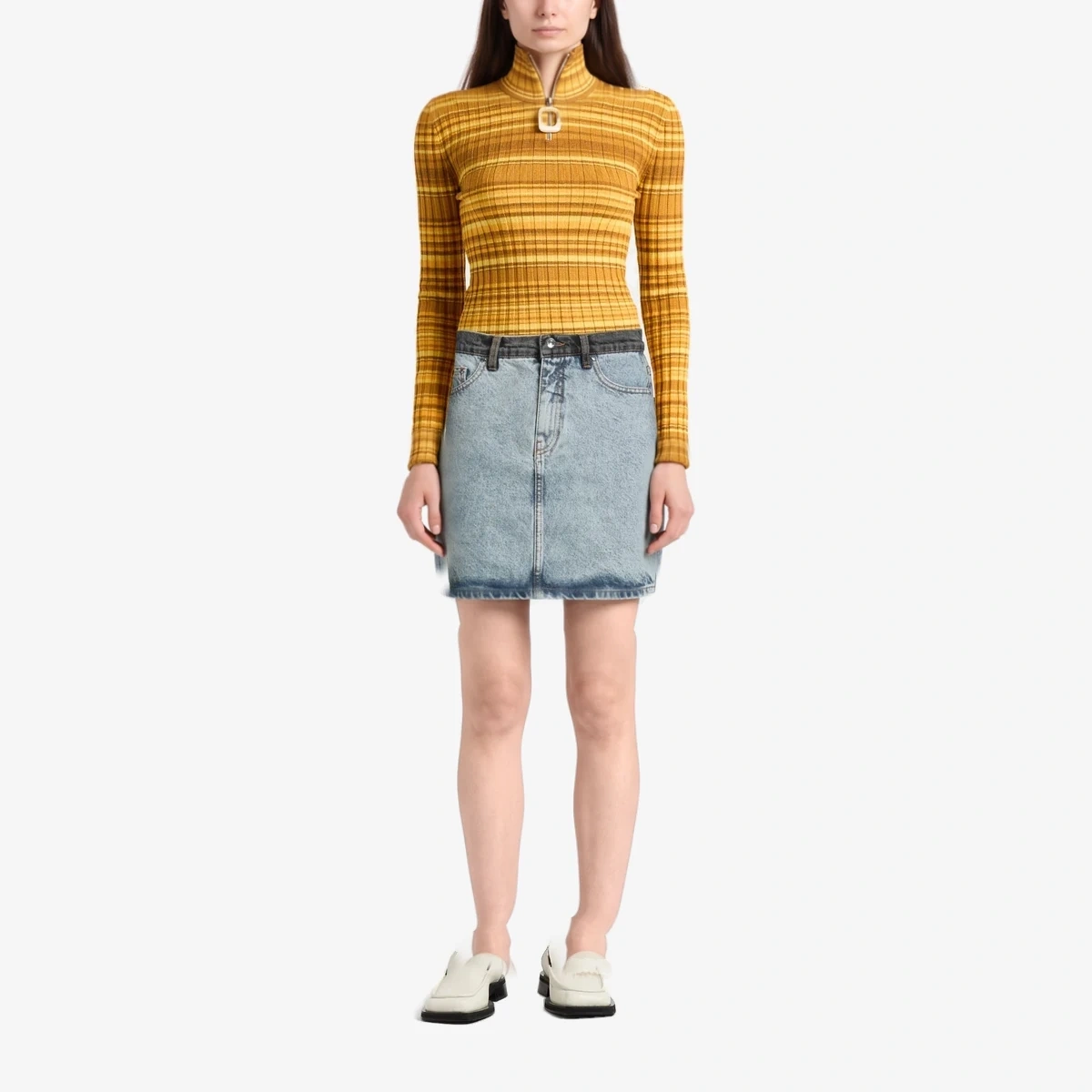 Two-Tone Denim Mini Skirt view 2