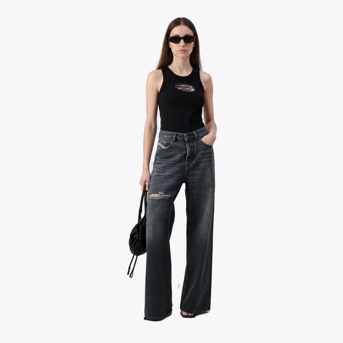 T-Lynys Ribbed Tank Top with Oval D Logo view 2