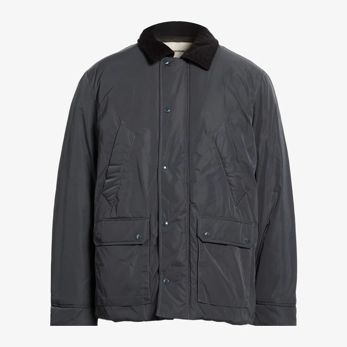 Zadig&Voltaire Padded Twill Jacket with Velvet Collar in Charcoal