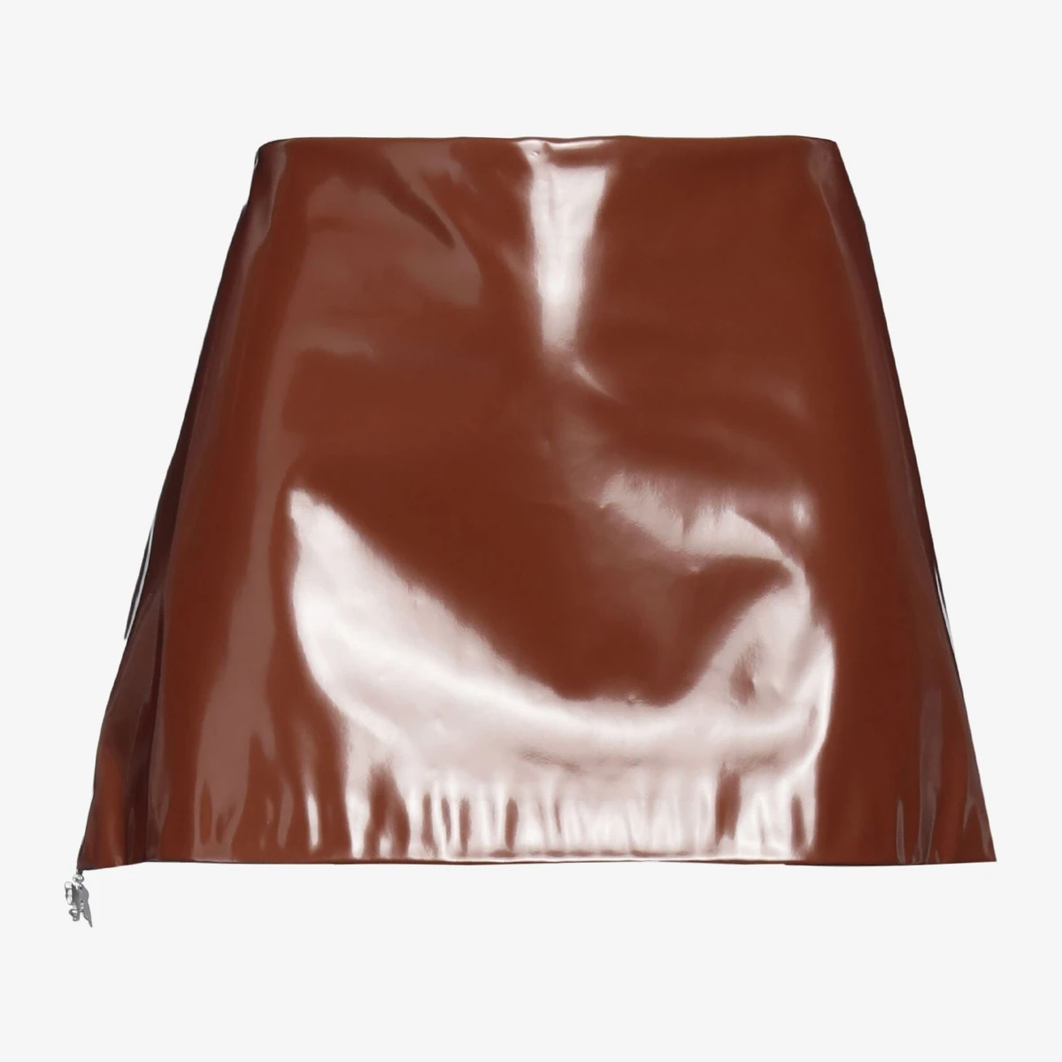 Acne Studios Glossy Faux Leather A-Line Mini Skirt in Brown