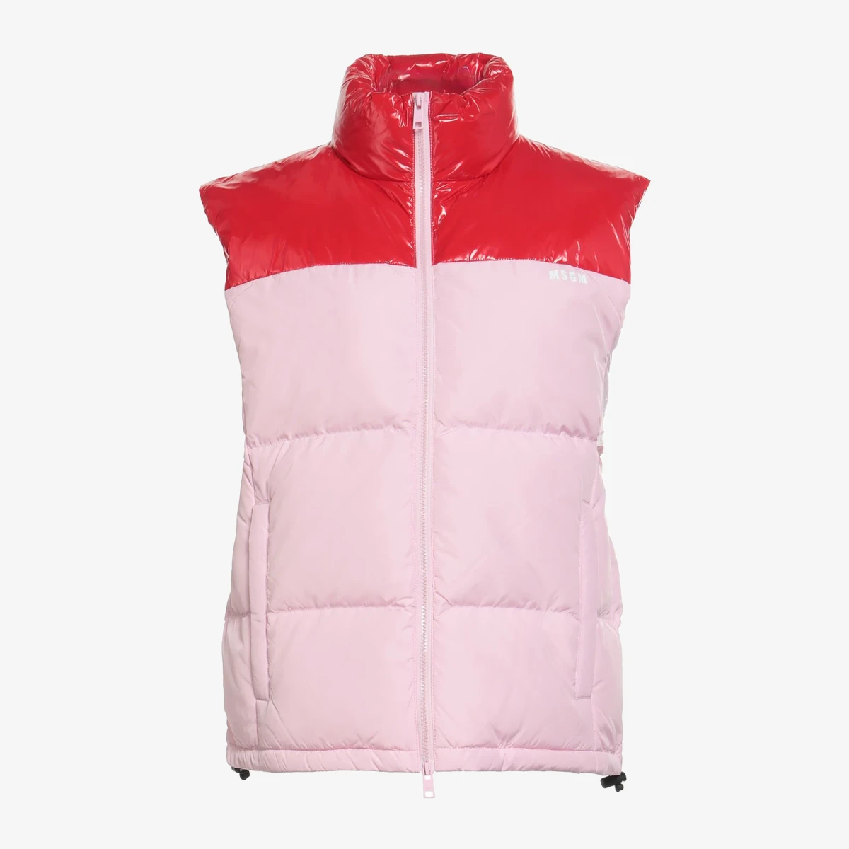 MSGM Two-Tone Quilted Puffer Gilet in Pink