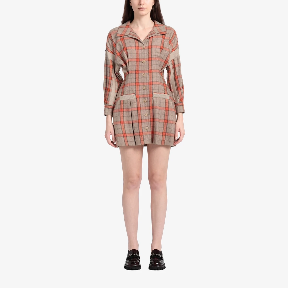 Check Flannel Shirt Dress вид 2