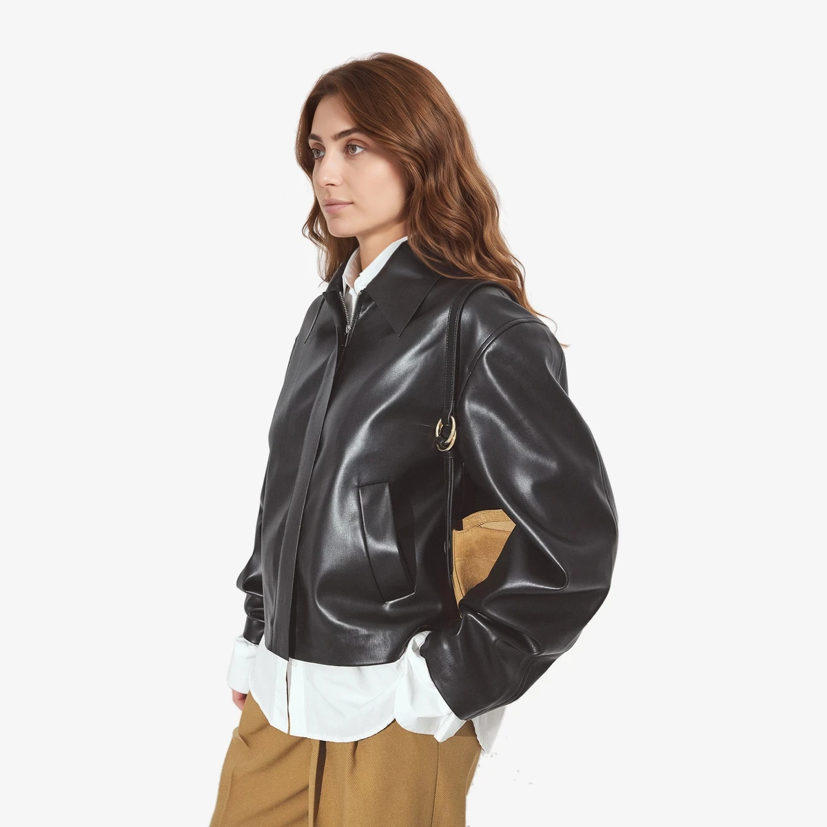 NA-KD Short Faux Leather Jacket in Black
