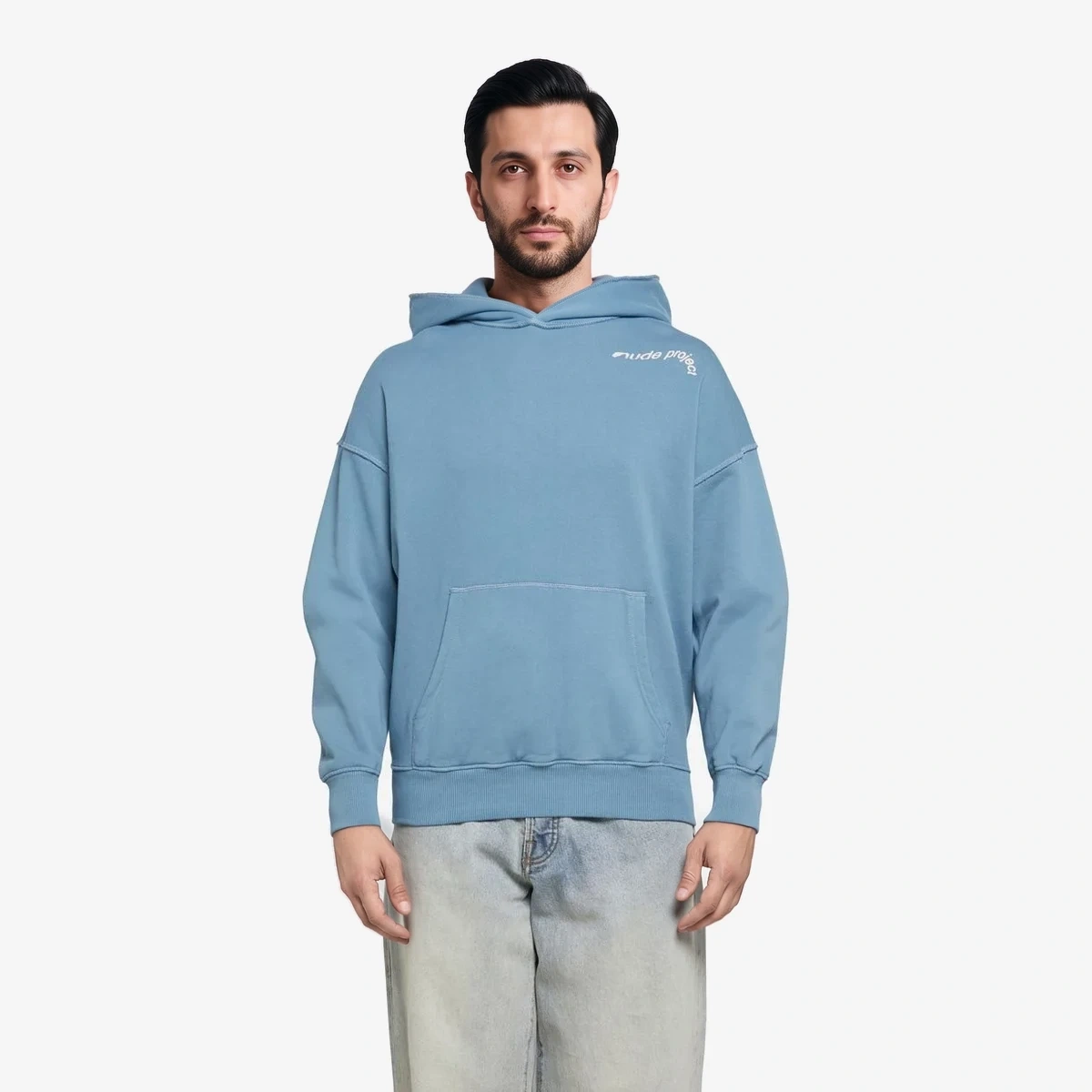 NUDE PROJECT Logo Hoodie with Back Print in Blue