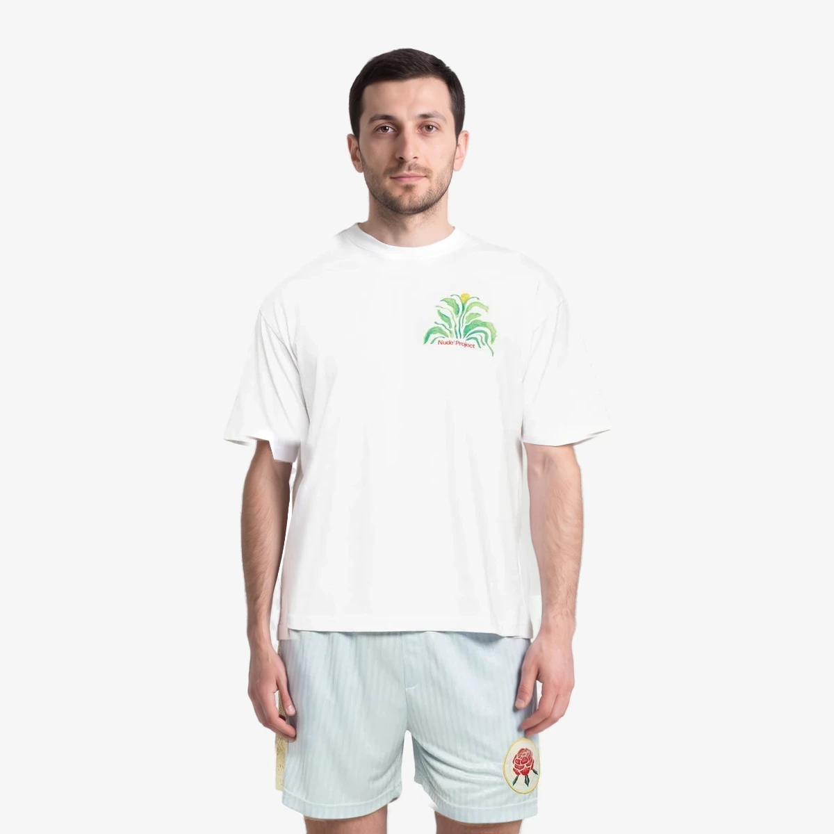 NUDE PROJECT Plant Print Crew-Neck T-Shirt in White