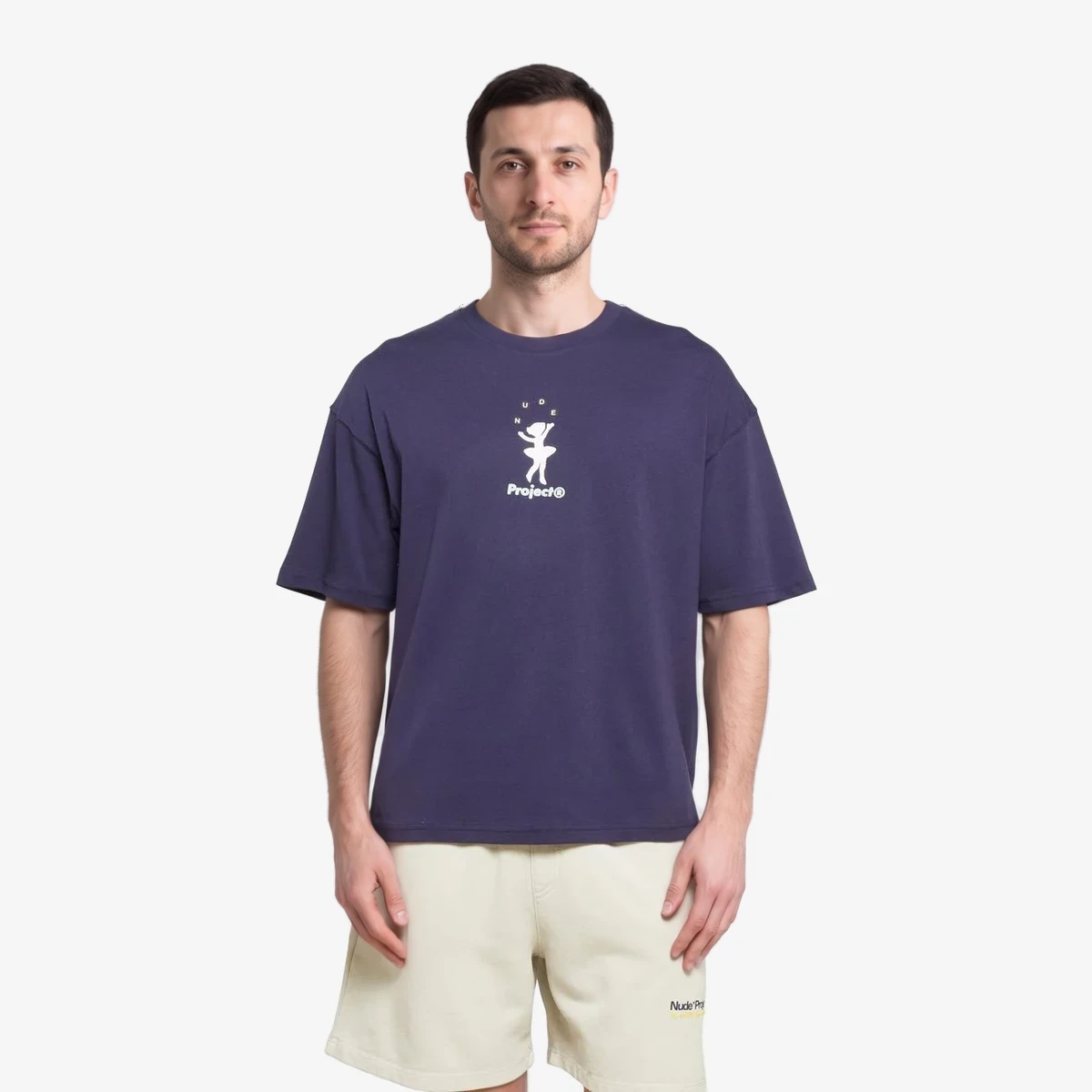 NUDE PROJECT Inner Child Print Crew-Neck T-Shirt in Navy