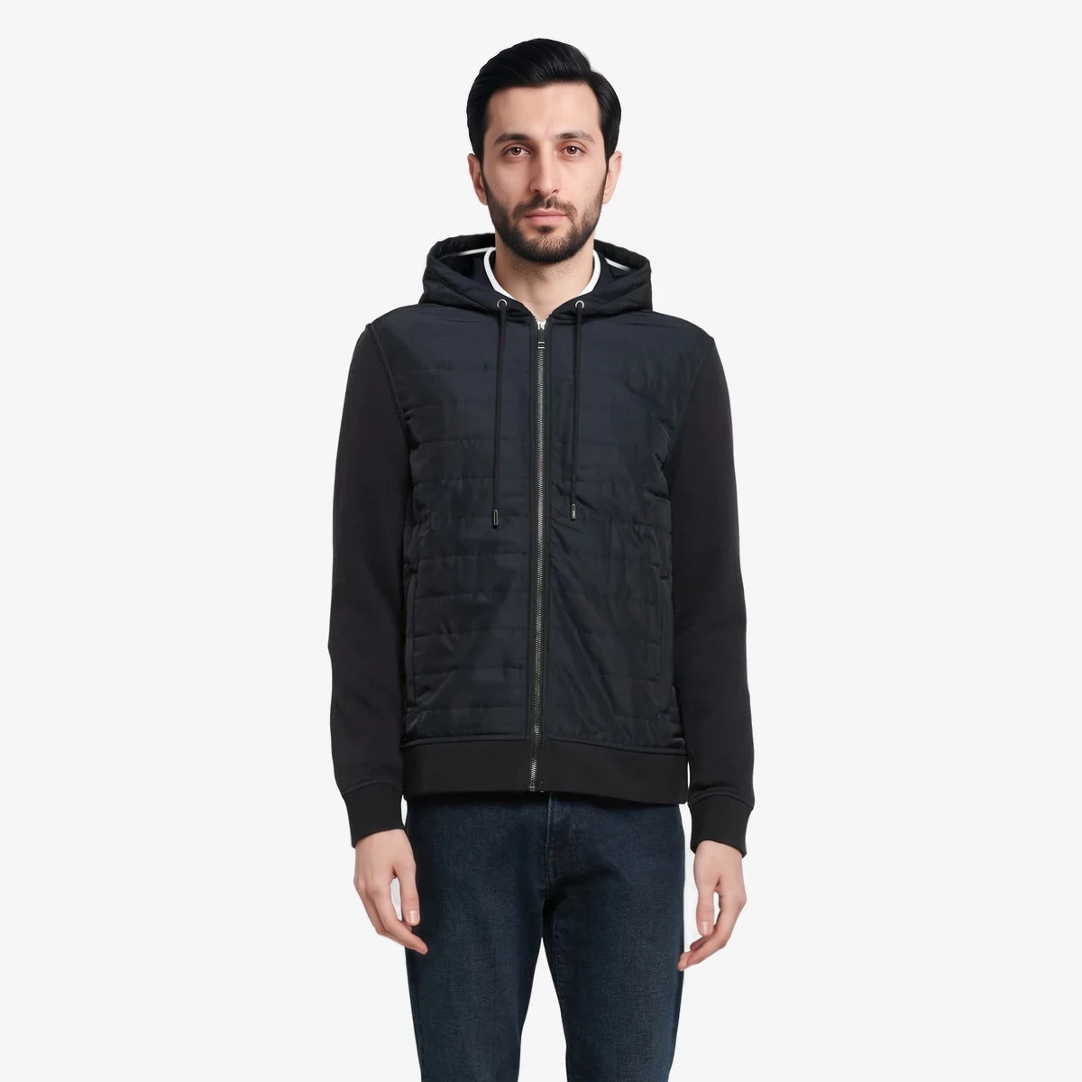 Ted Baker Adburys Quilted Hooded Zip Jacket in Black