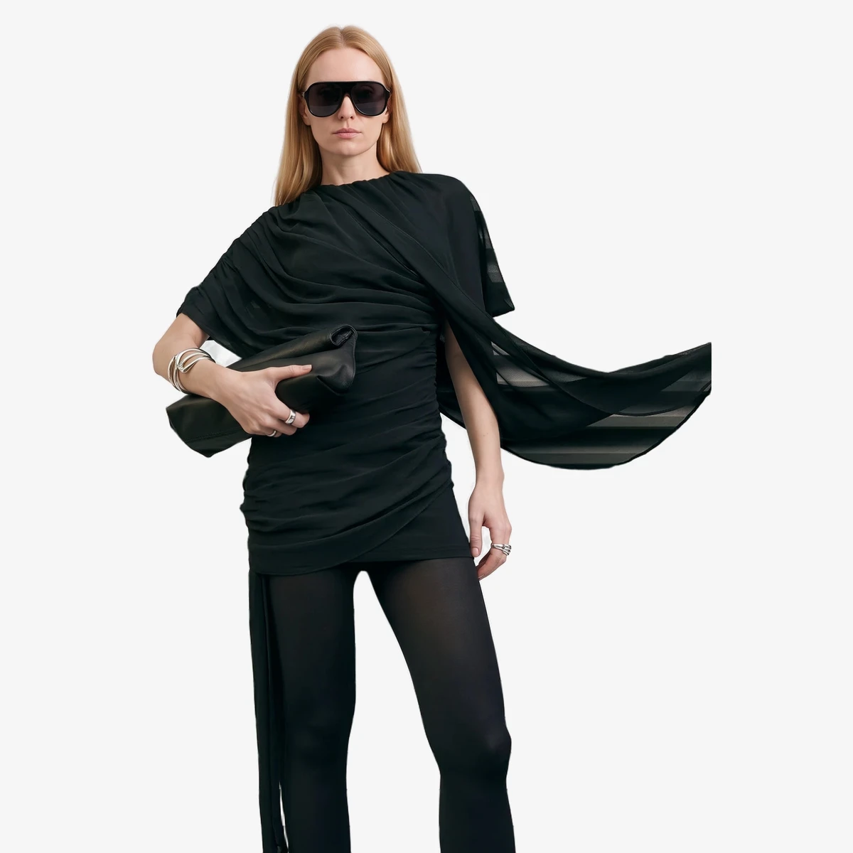 Draped Chiffon Mini Dress ხედი 3