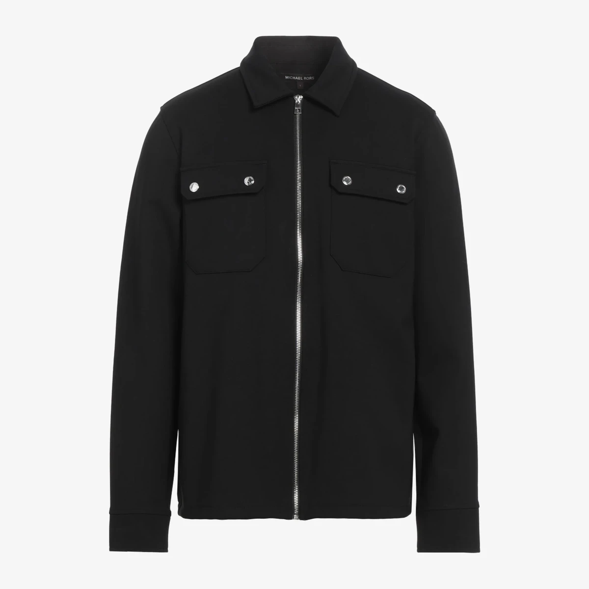 Michael Kors Stretch Jersey Zip Shirt Jacket in Black
