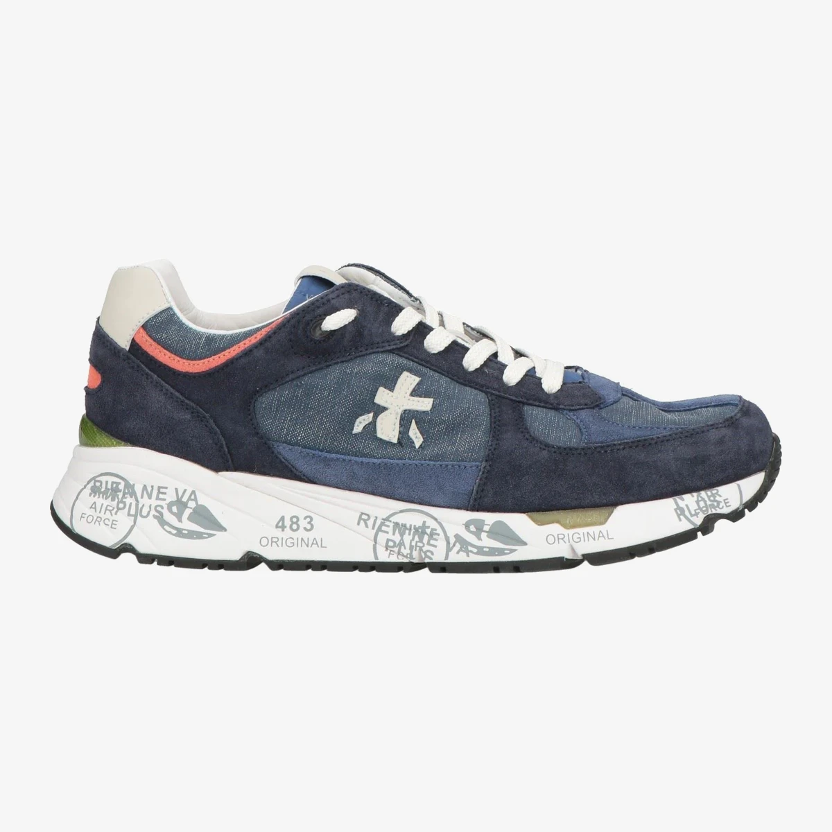 PREMIATA Suede-Panelled Low-Top Sneakers — მუქი ლურჯი