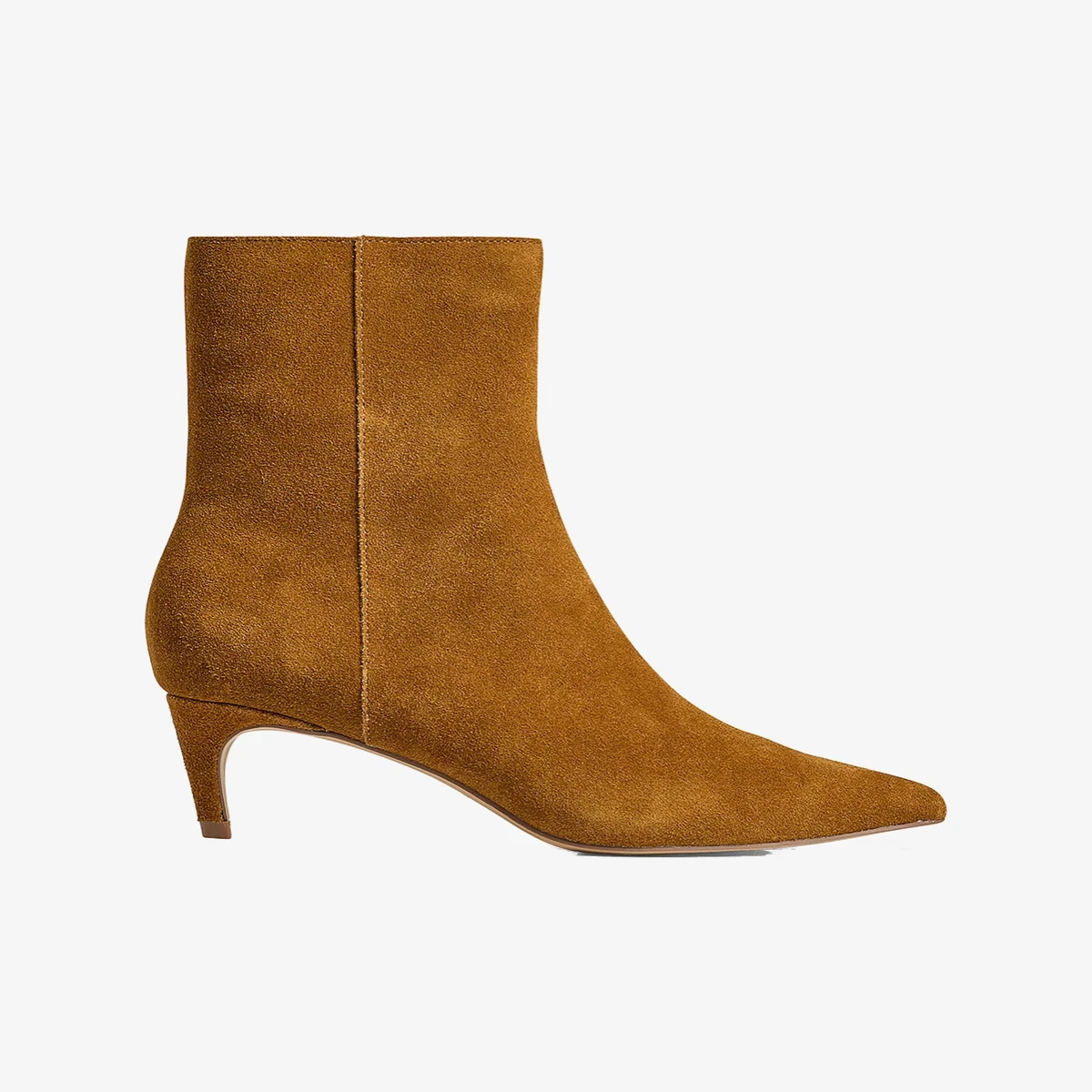 NA-KD Suede Kitten-Heel Ankle Boots in Cognac