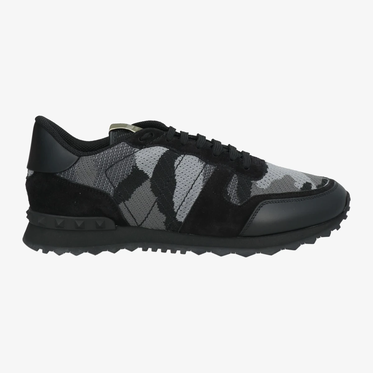 Valentino Garavani Camouflage Suede Low-Top Sneakers — Чёрный