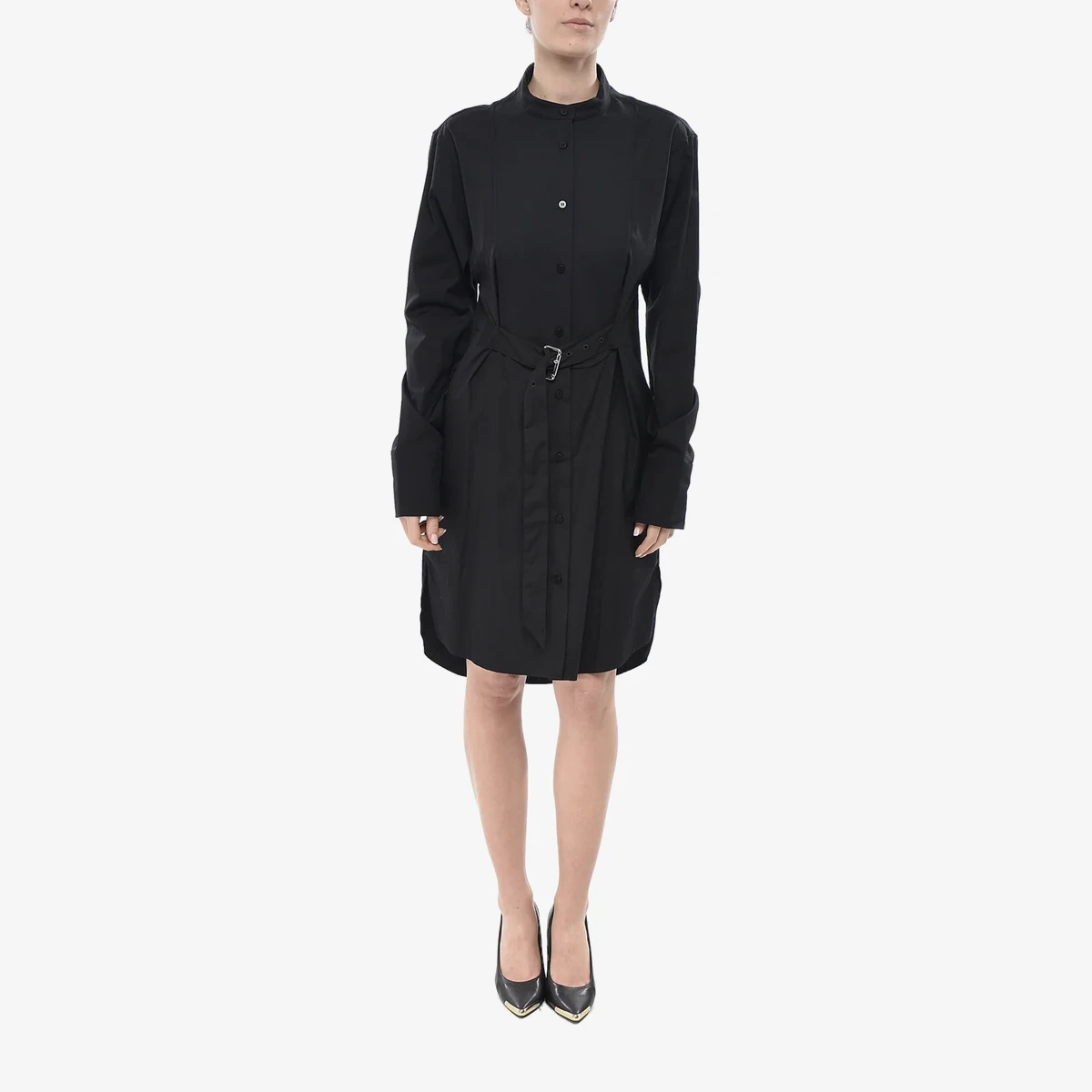 J.W.Anderson Tuxedo Poplin Blouse with Belt in Black