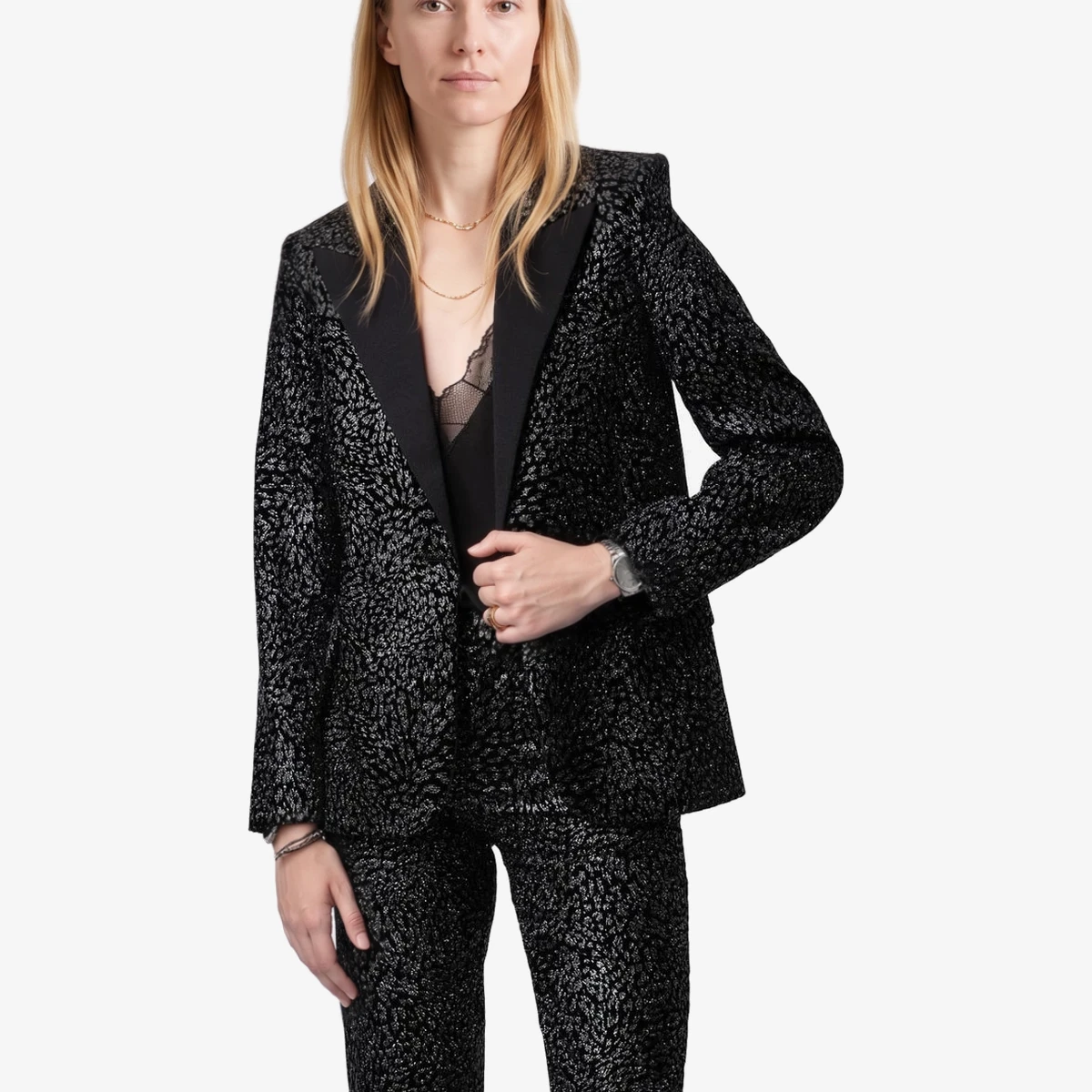 Zadig&Voltaire Venus Patterned Single-Button Blazer in Black