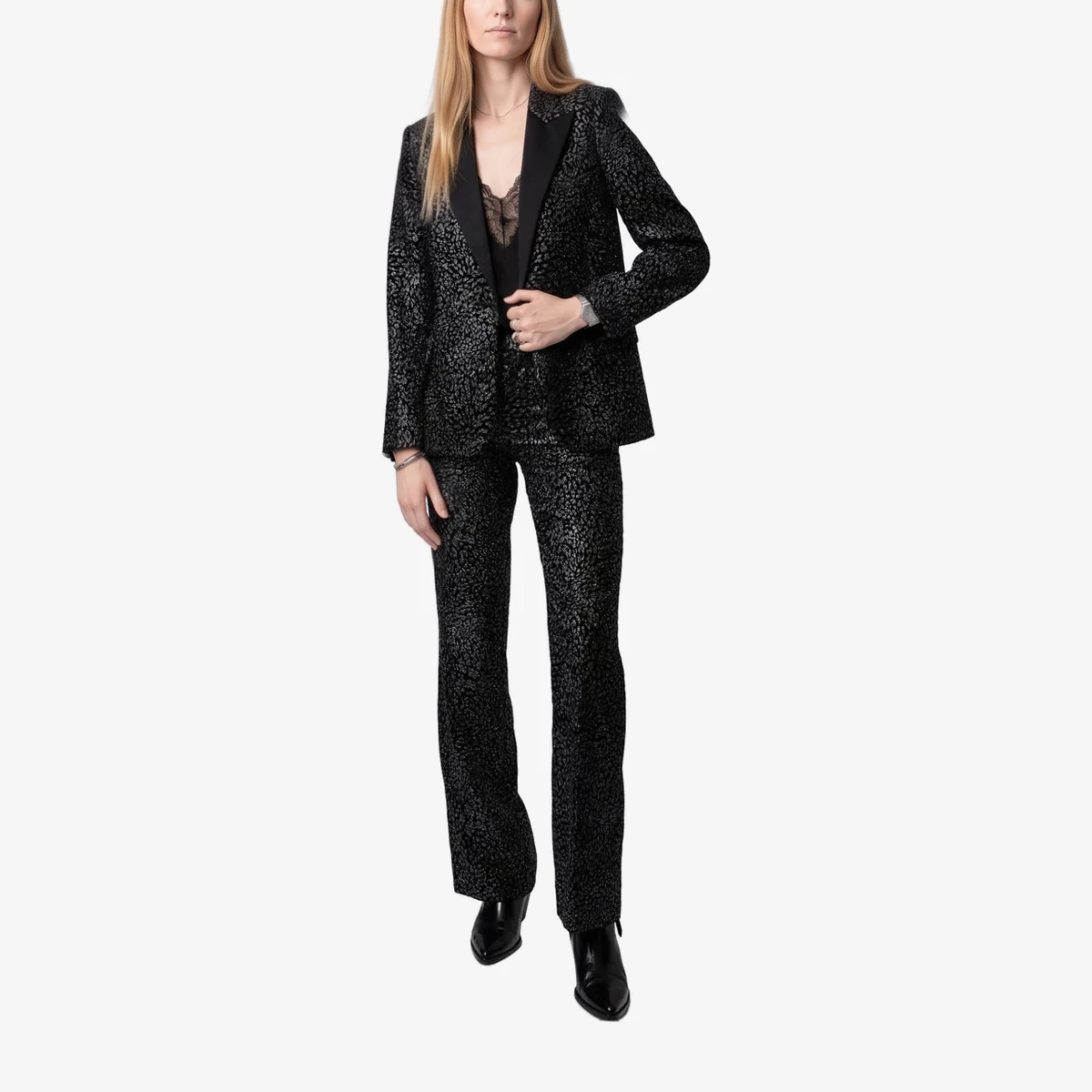 Venus Patterned Single-Button Blazer view 4