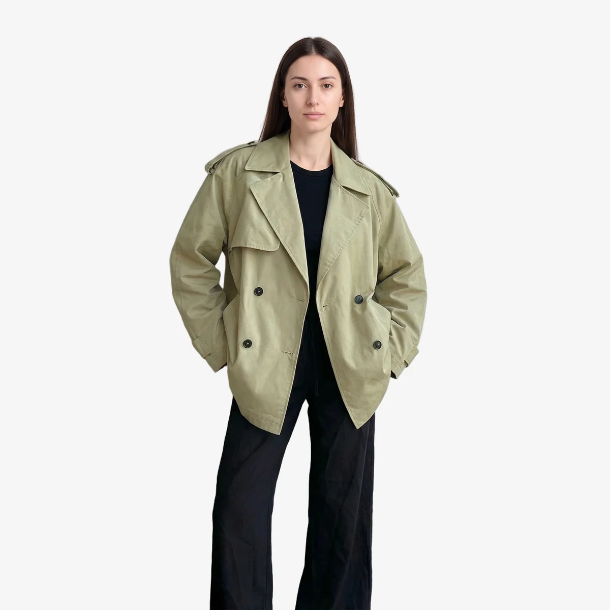 NA-KD Oversized Belted Trench Coat in Khaki