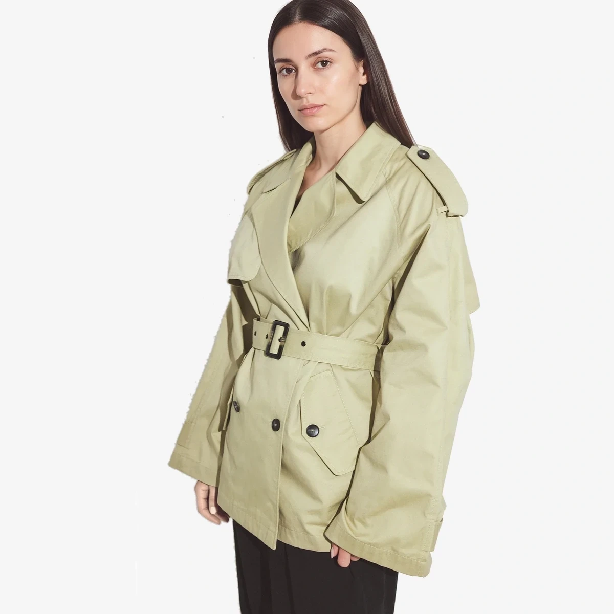 Oversized Belted Trench Coat ხედი 2