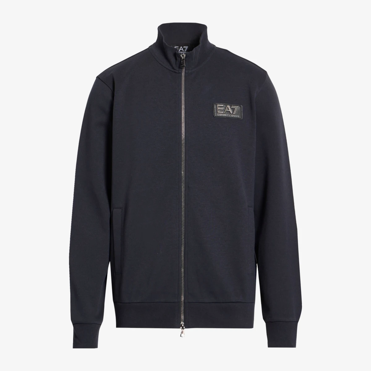 EA7 Logo Patch Zip-Up Sweatshirt in Navy