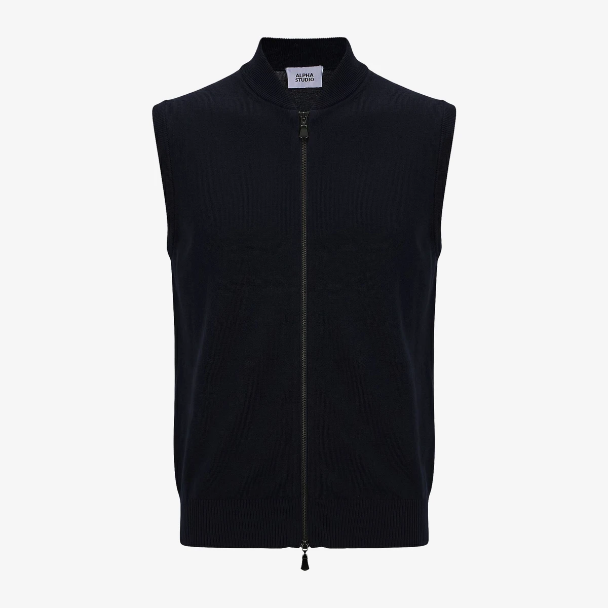 Alpha Studio Zip-Up Knitted Vest — Тёмно-синий