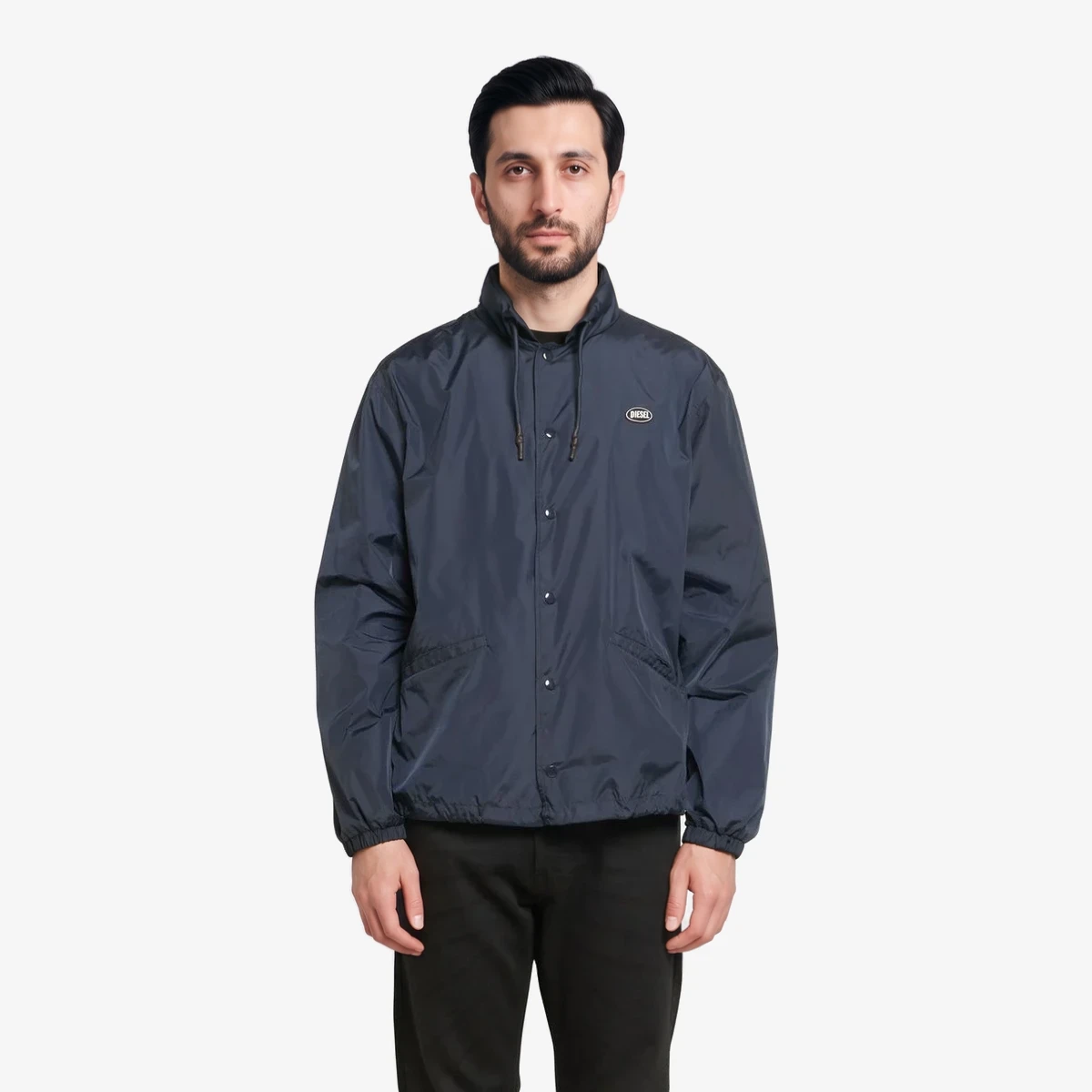 Diesel Logo Back-Print Bomber Jacket in Navy