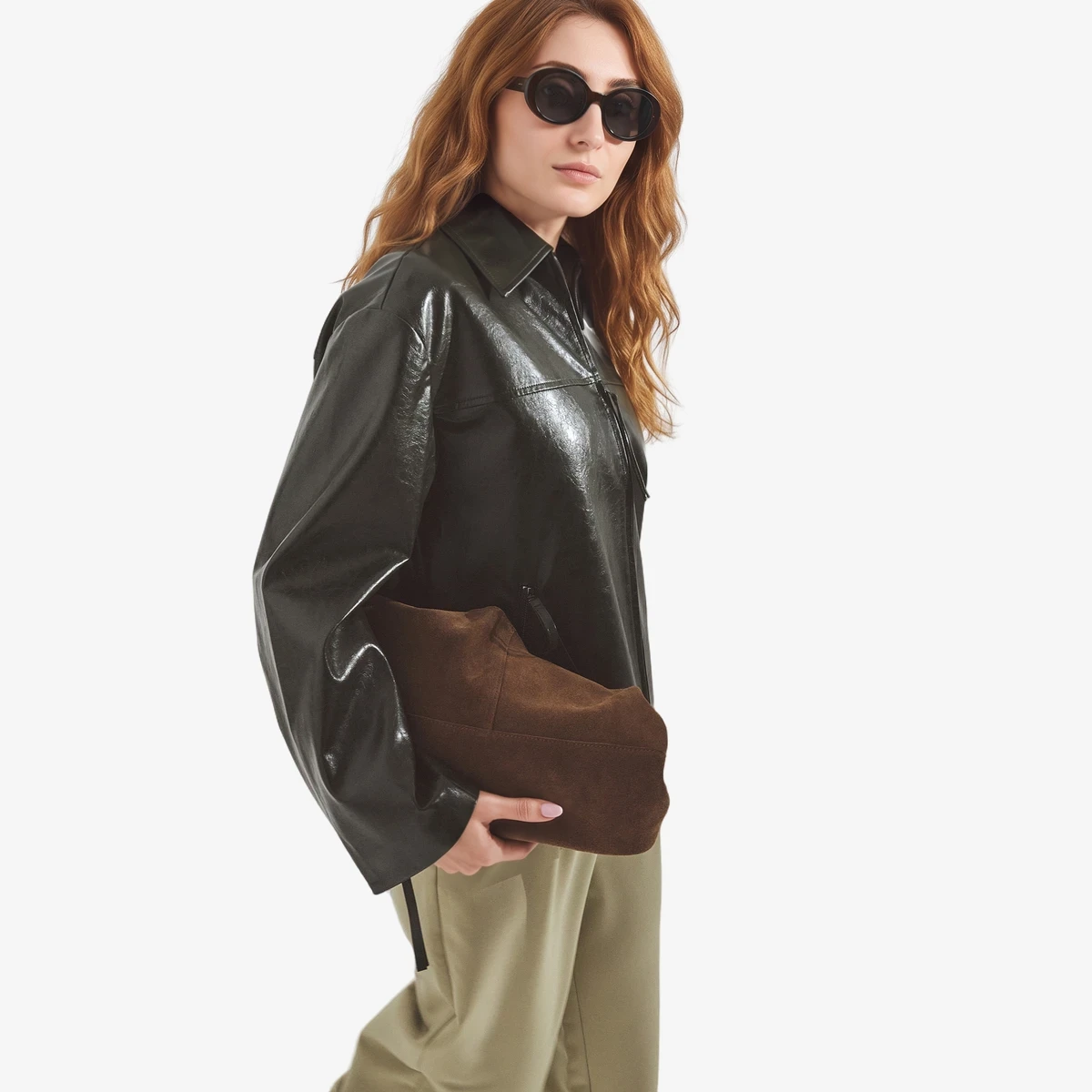 Zip-Detail Faux Leather Jacket вид 3