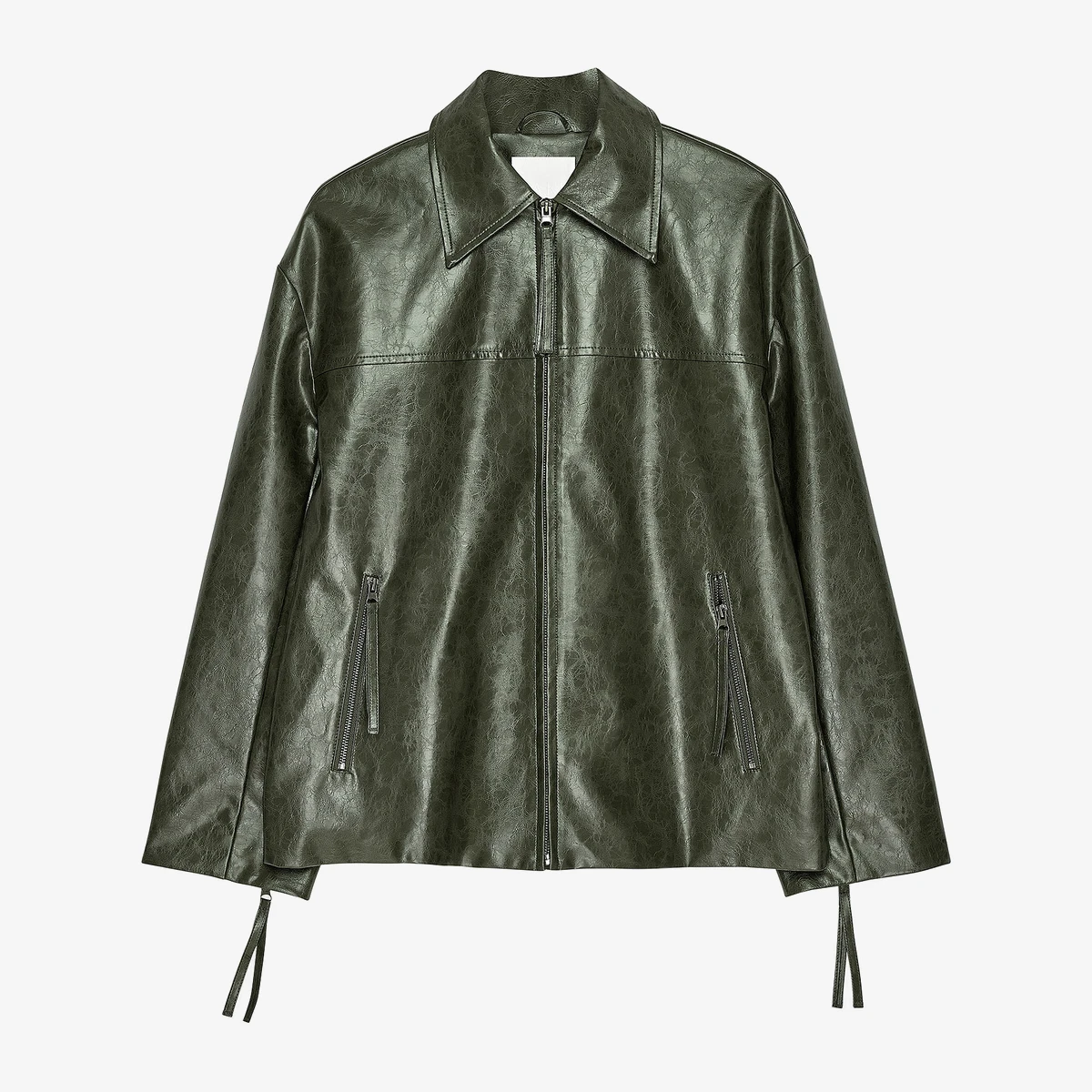 Zip-Detail Faux Leather Jacket вид 4