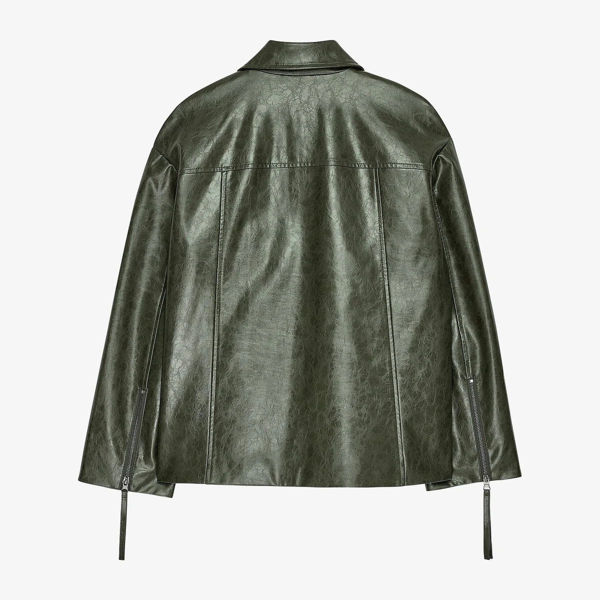 Zip-Detail Faux Leather Jacket вид 5