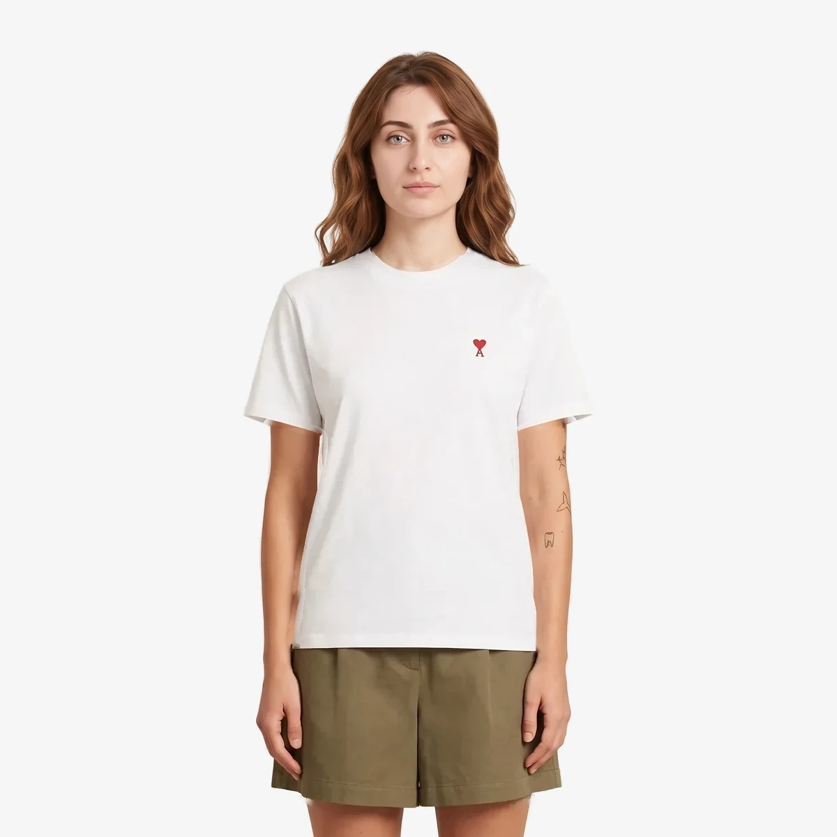 AMI Paris White Ami de Coeur T-shirt in White