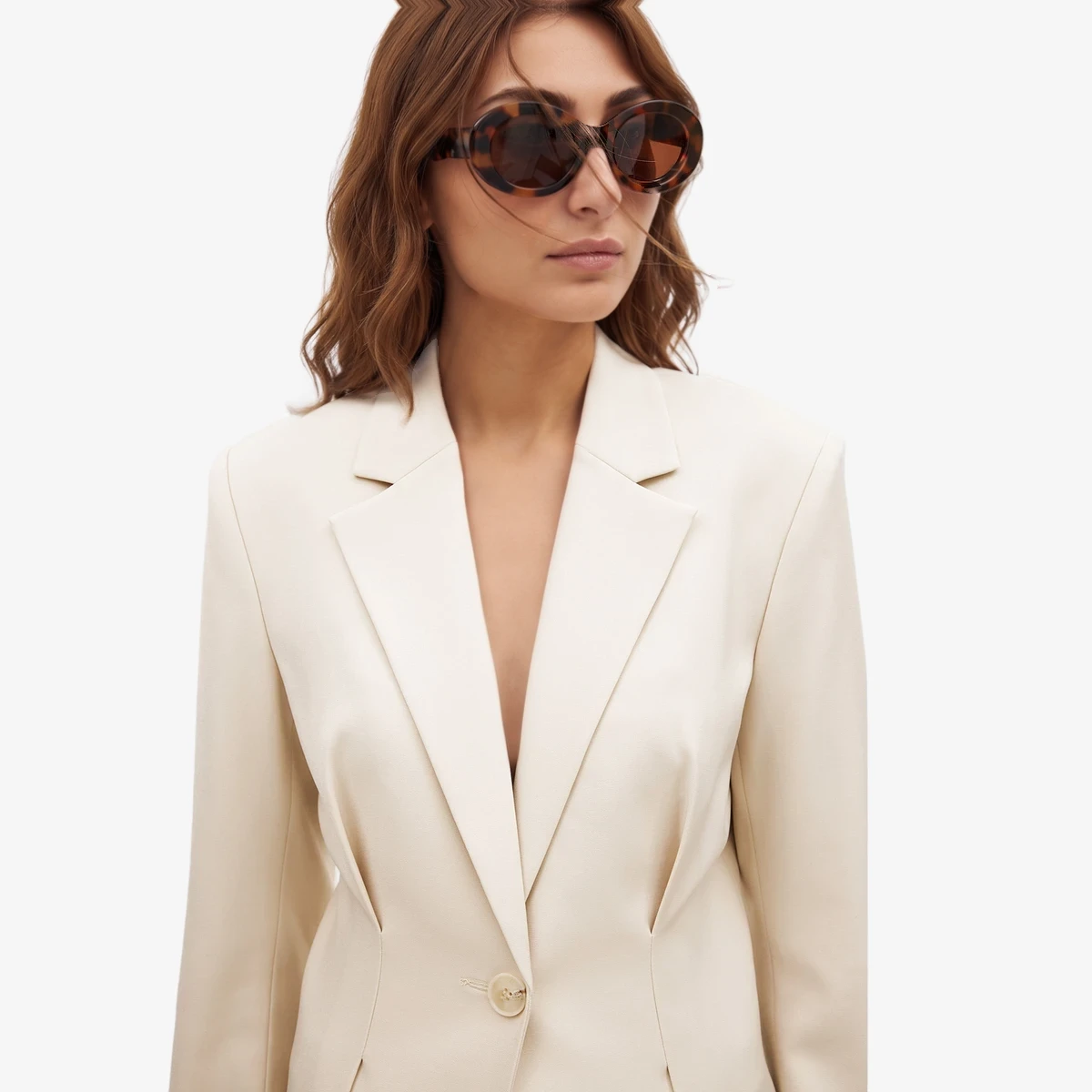 Defined-Waist Tailored Blazer view 3