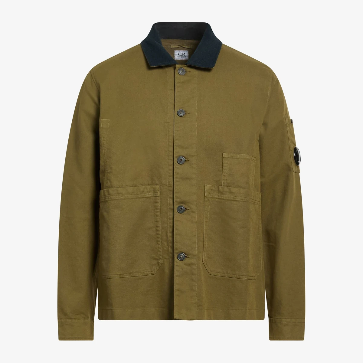 C.P. Company Lens Detail Twill Overshirt in Olive