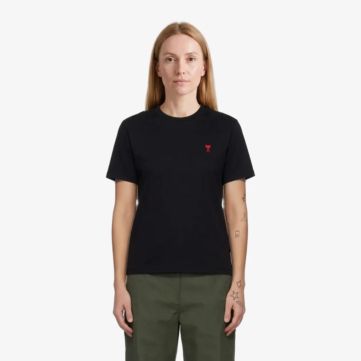 AMI Paris Black Ami de Coeur T-shirt in Black