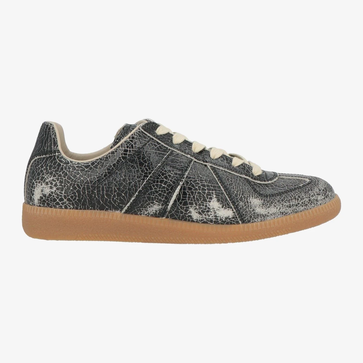Maison Margiela Distressed Leather Low-Top Sneakers — შავი
