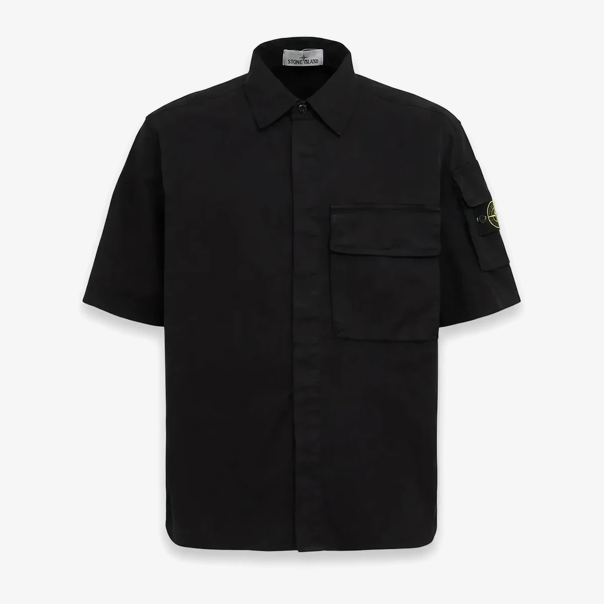 Stone Island Stretch cotton twill shirt in Black