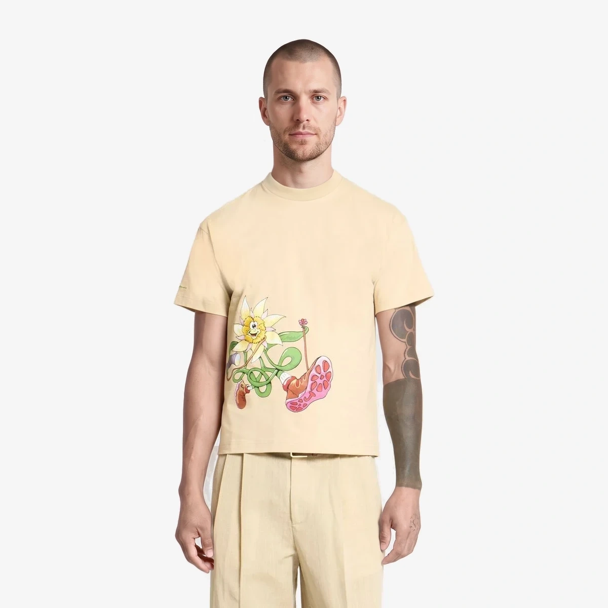 Jacquemus Graphic Print Crew-Neck T-Shirt in Beige