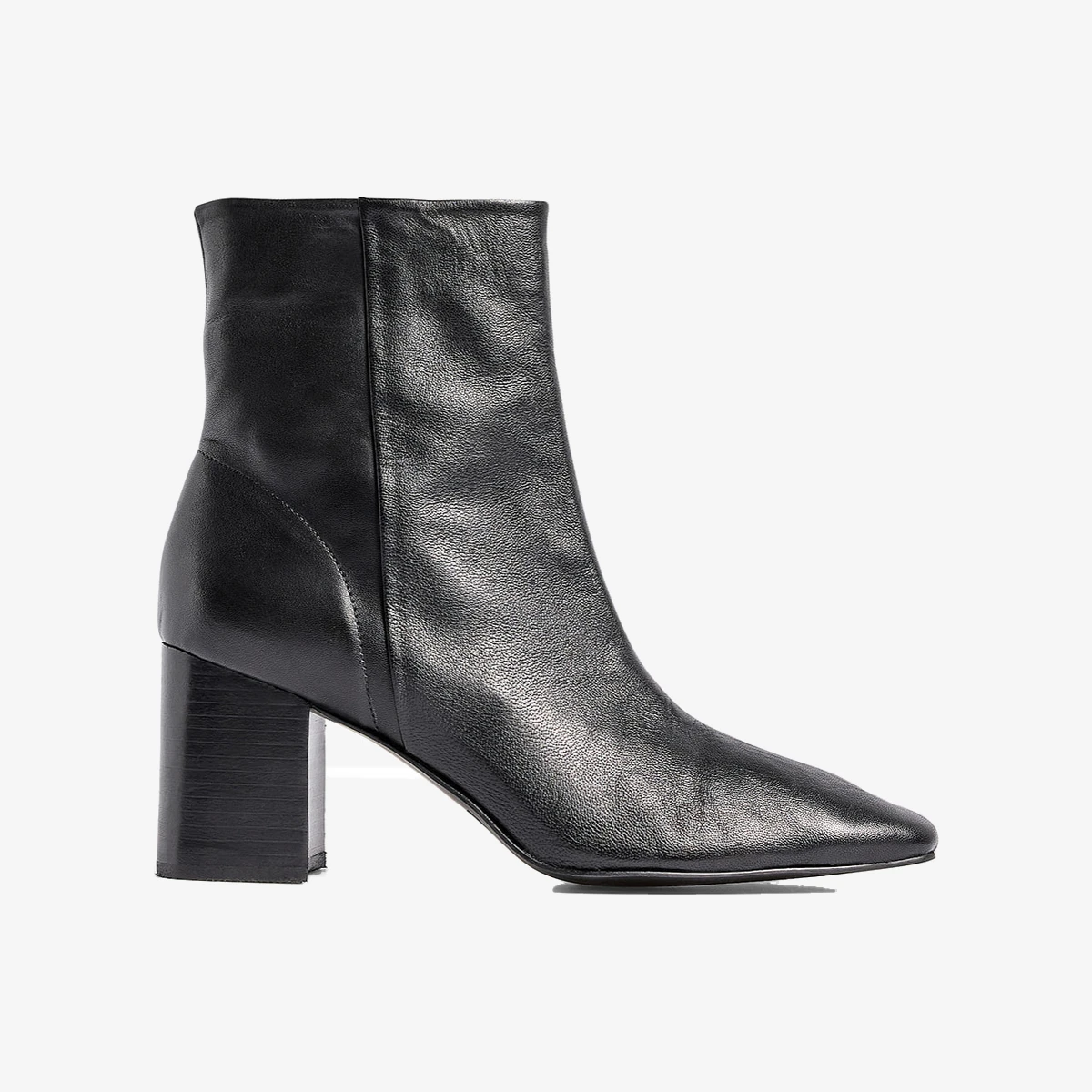 NA-KD Unlined Leather Ankle Boots in Black