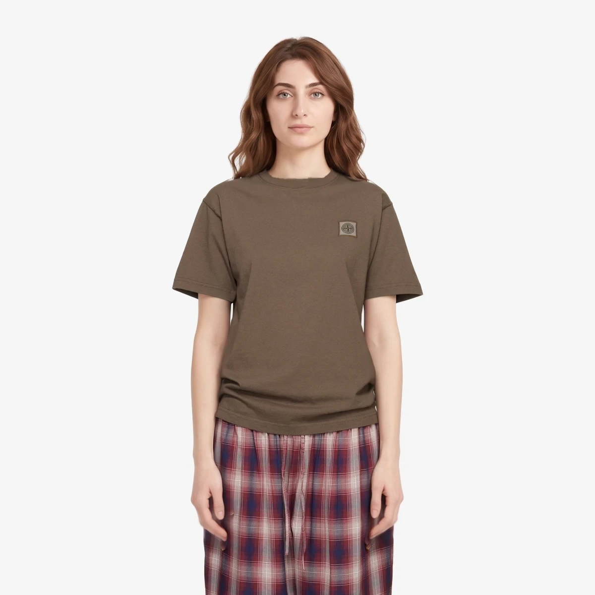 Stone Island Brown 2100026 Organic Cotton Jersey Fissato Effect T-shirt in Brown