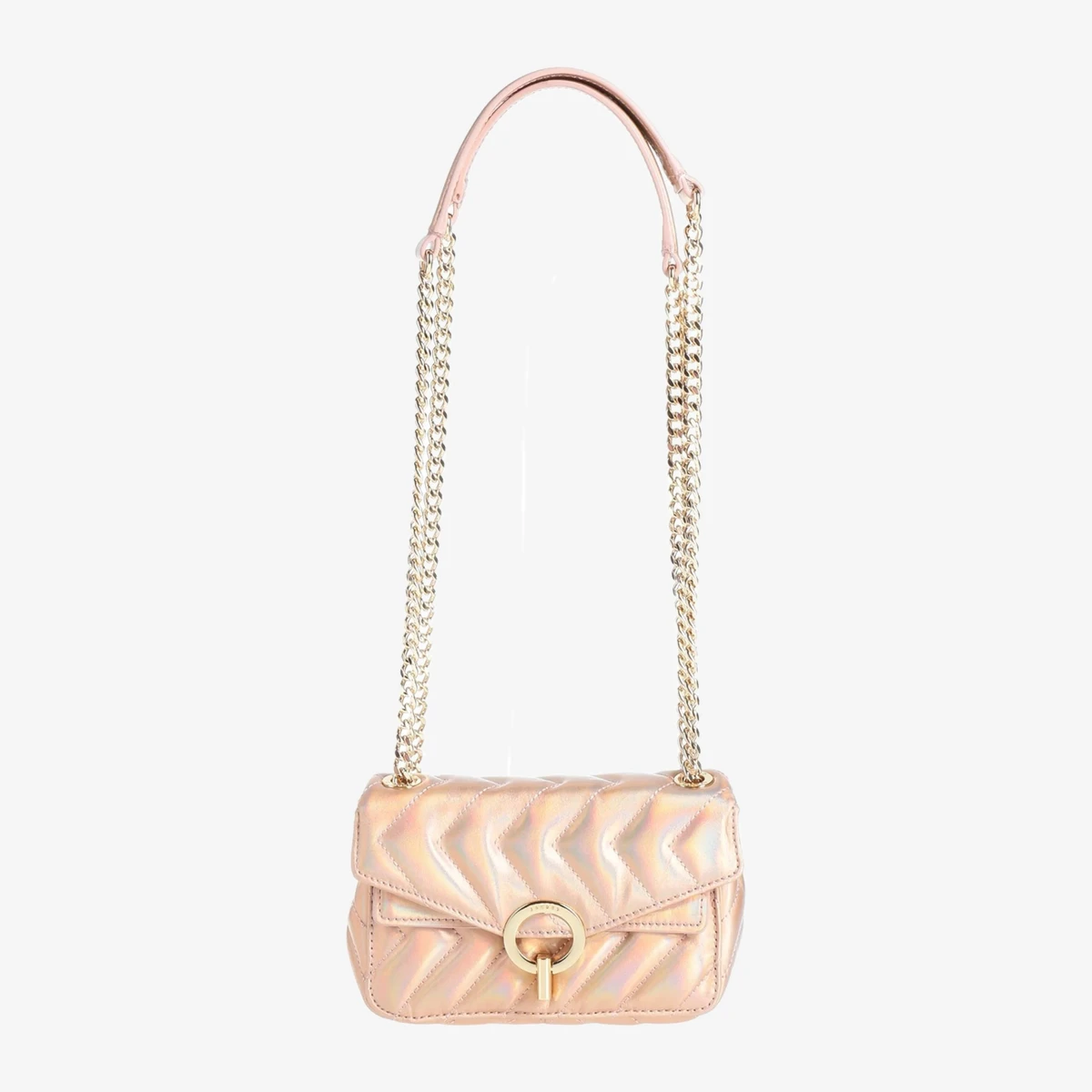 Sandro Quilted Iridescent Chain Shoulder Bag in Pink