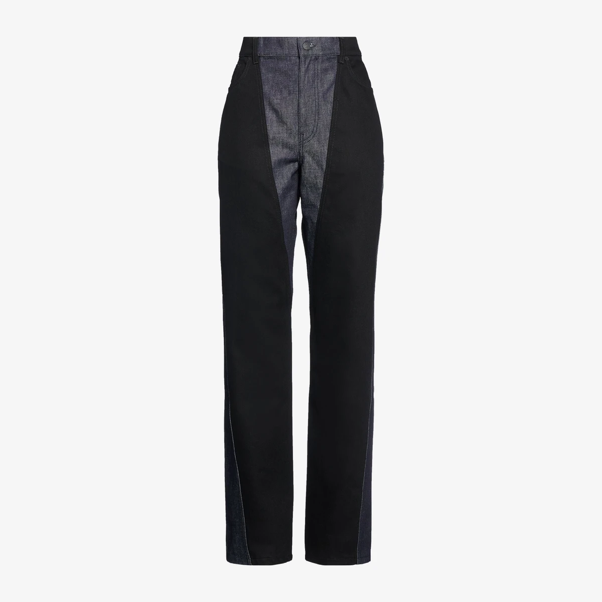 Mugler Two-Tone Panelled Straight-Leg Jeans — Чёрный