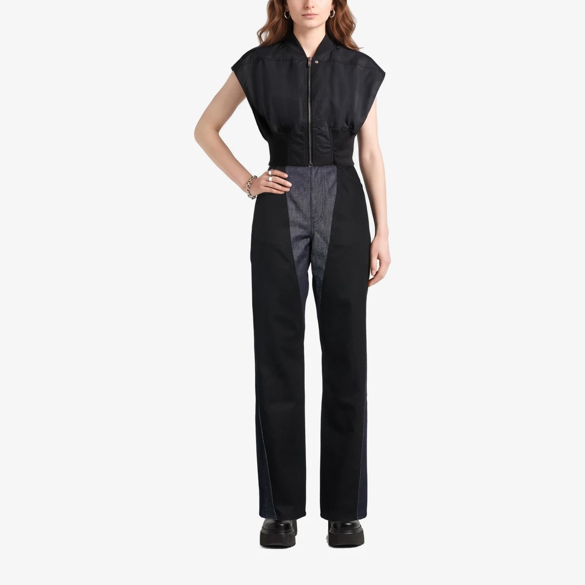 Two-Tone Panelled Straight-Leg Jeans view 2