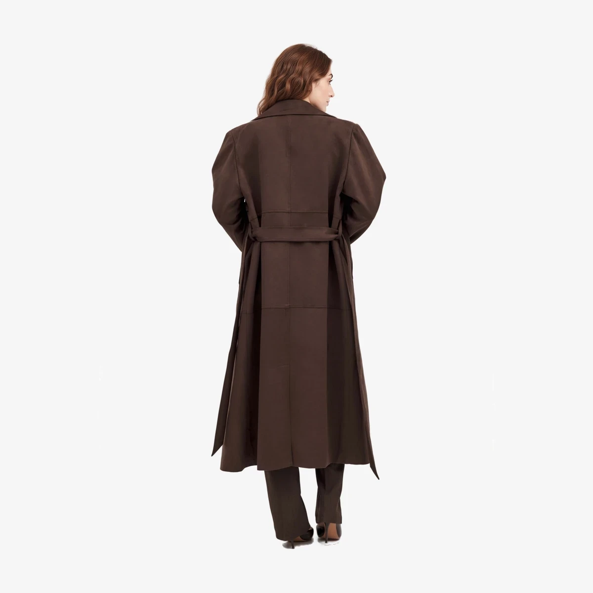 Faux Suede Belted Trench Coat view 2