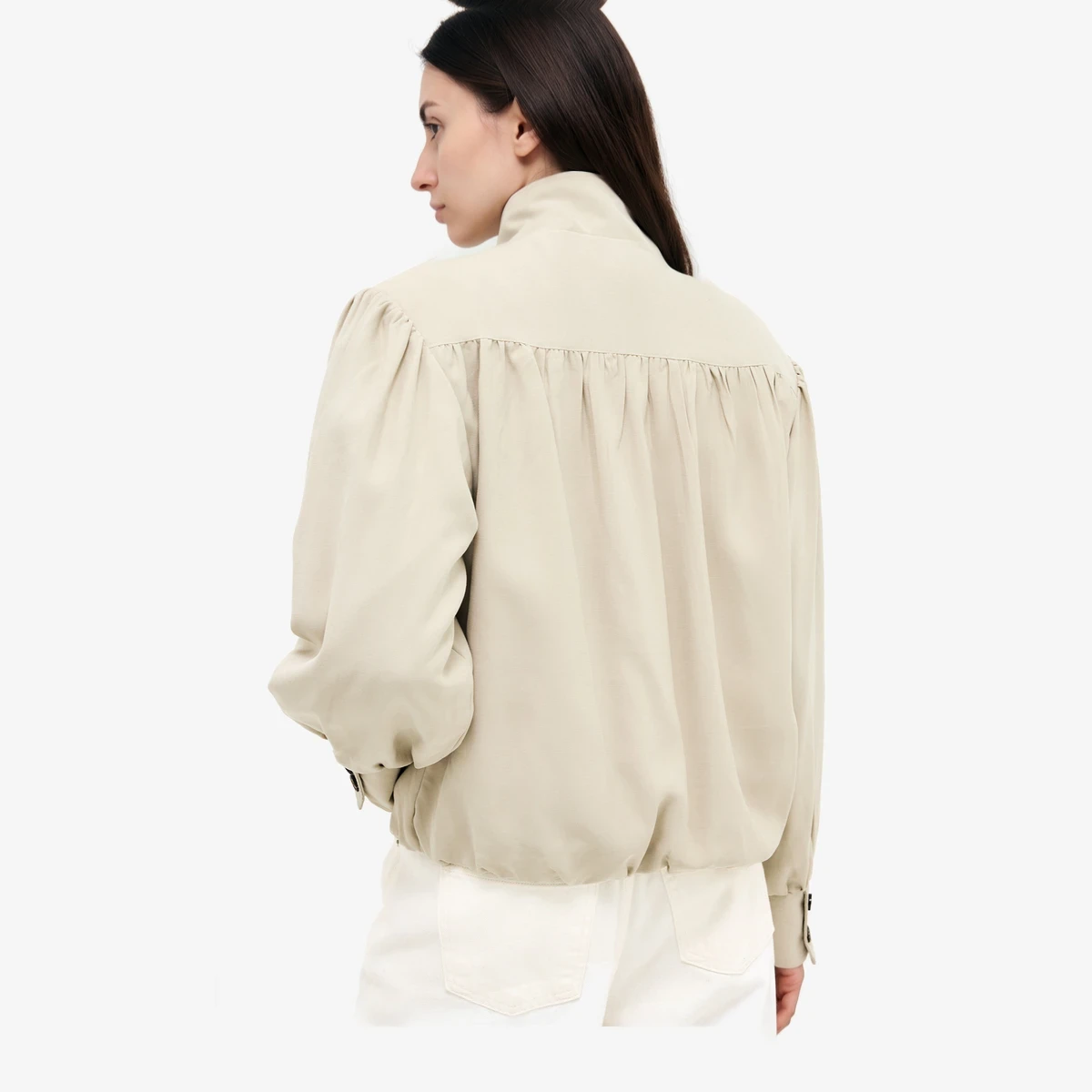 High-Neck Gathered Jacket ხედი 2
