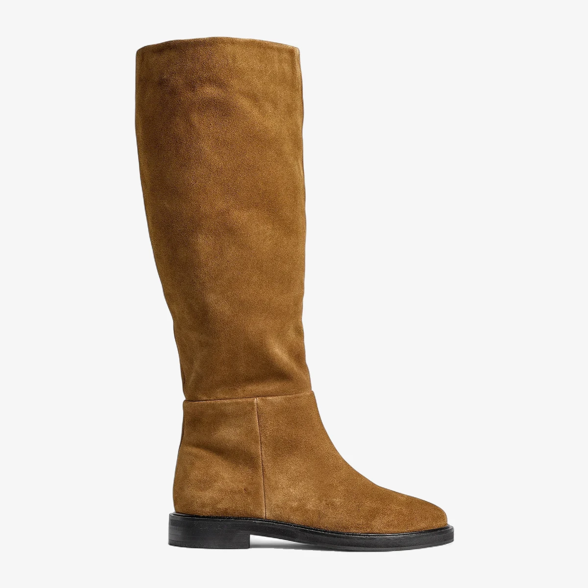 NA-KD Suede Knee-High Riding Boots in Tan
