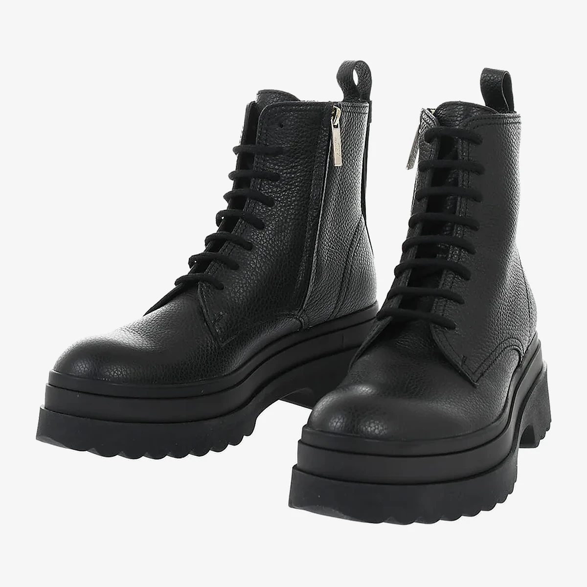 Valentino RED Hammered Leather Ankle Boots with Inner Zip in Black