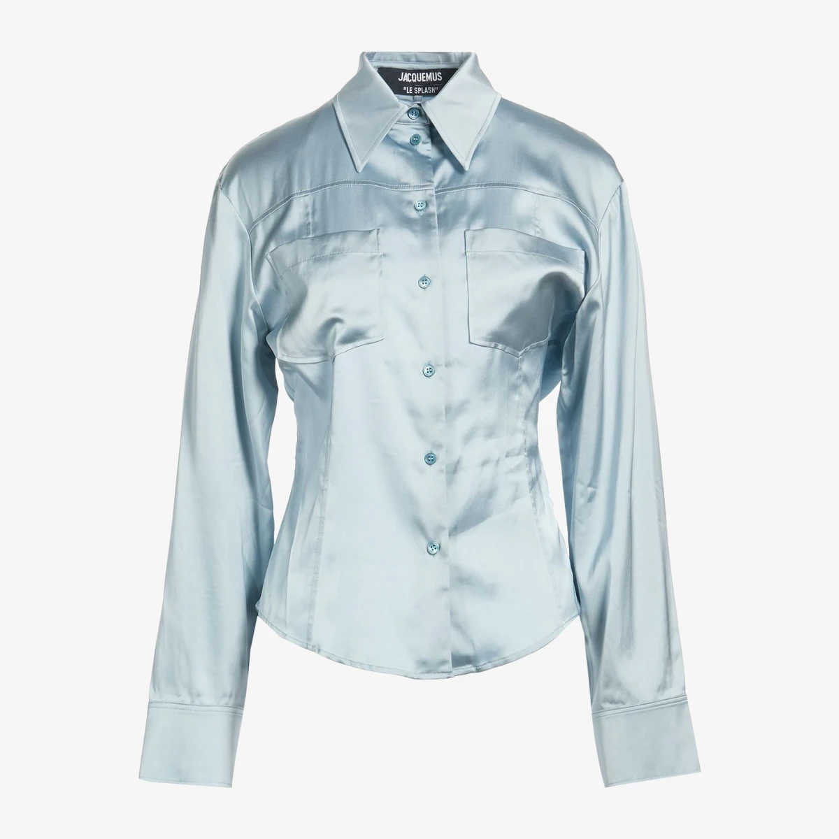 Jacquemus Stretch Satin Shirt in Light Blue