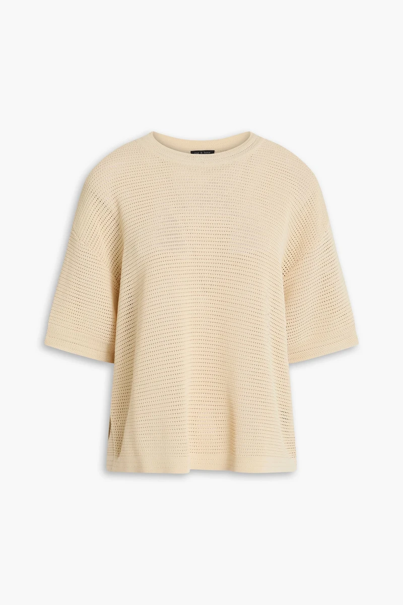 Rag & Bone Zoey open-knit cotton-blend top in Beige