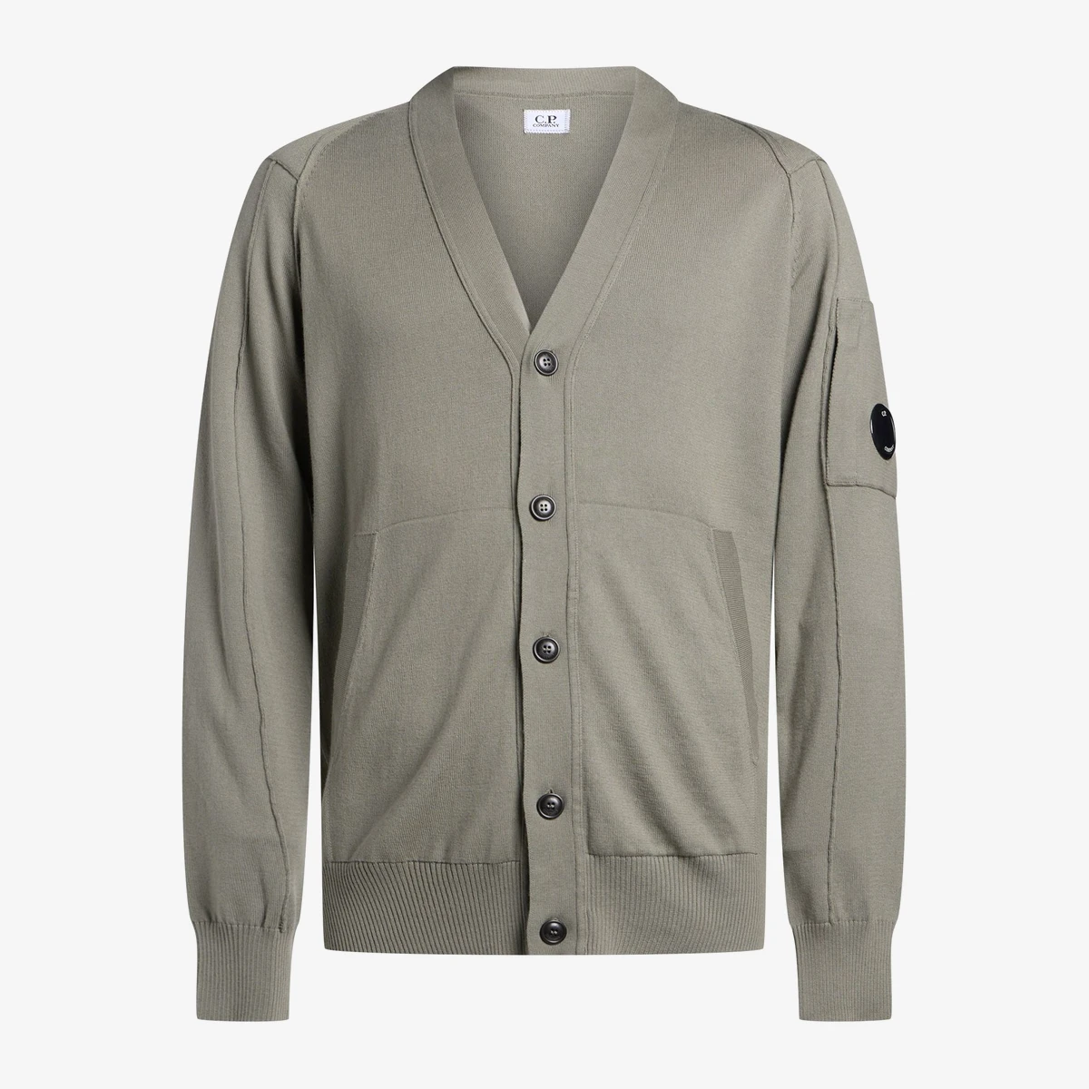 C.P. Company Lens Pocket Cardigan in Khaki
