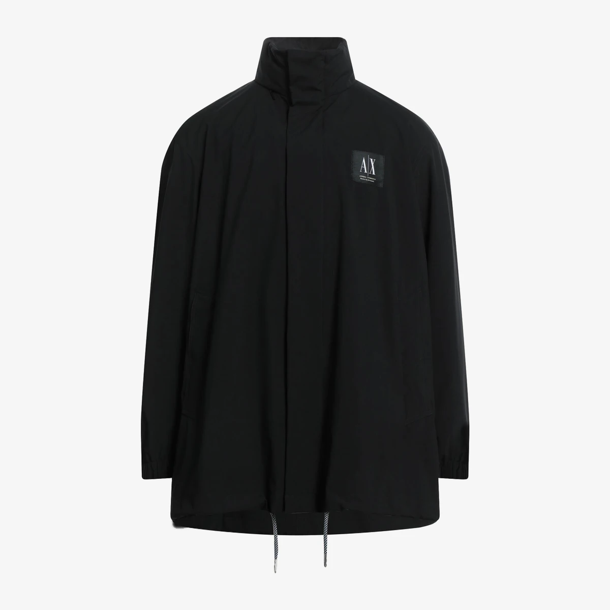 Armani Exchange High-Collar Logo Patch Jacket in Black