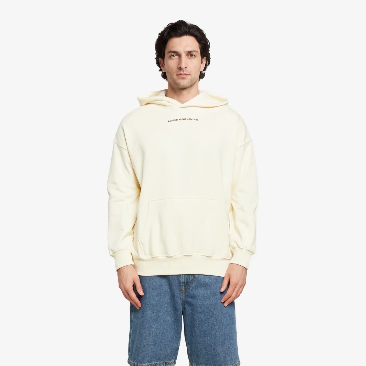 NUDE PROJECT Cherry Back-Print Hoodie in Ecru