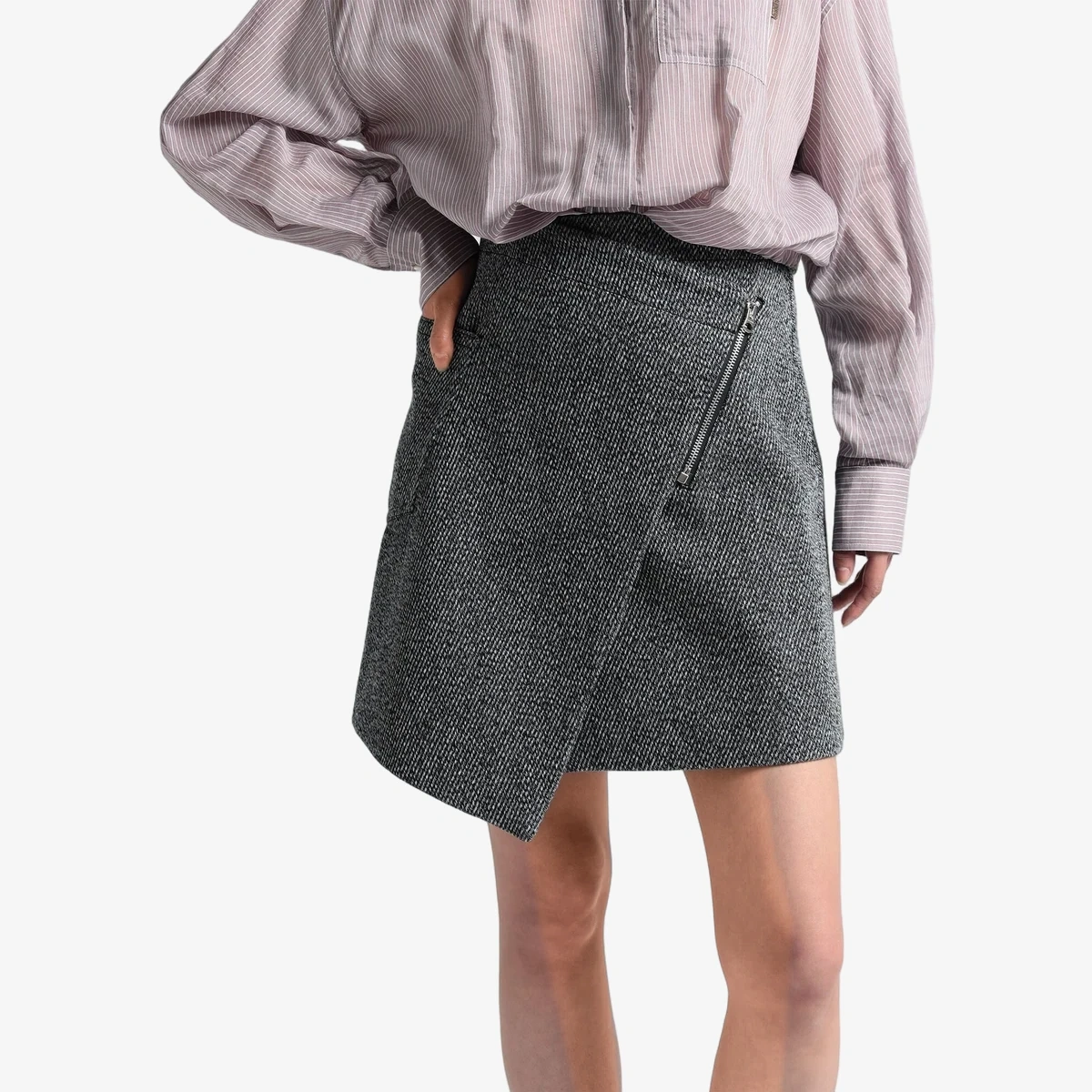 Asymmetric Zip Mini Skirt ხედი 3