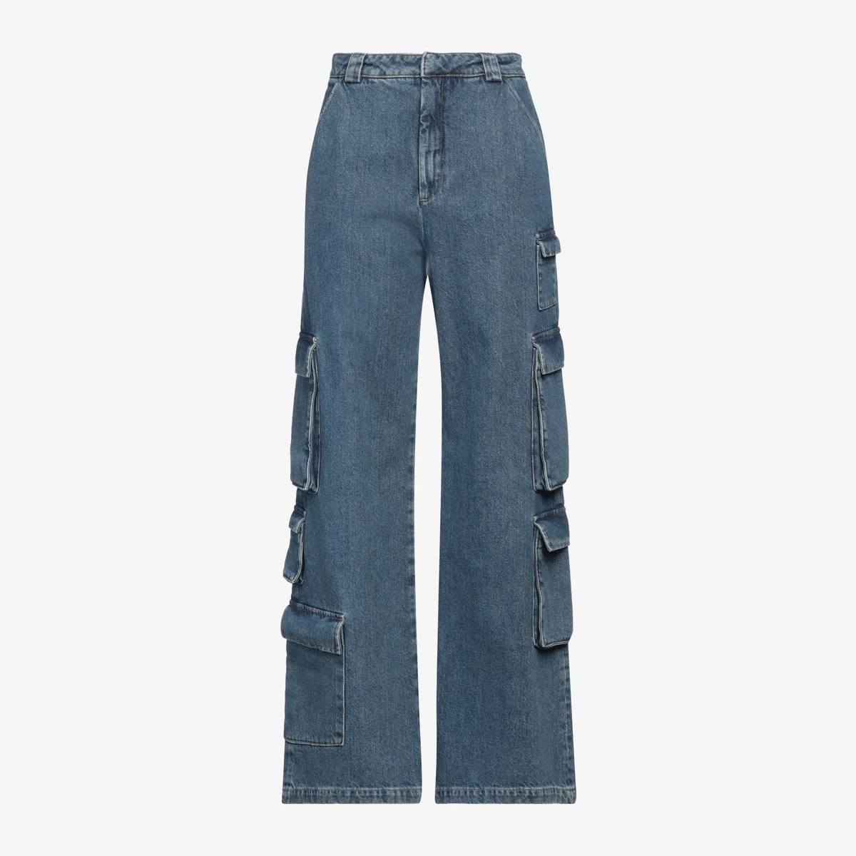 Axel Arigato High-Waist Cargo Jeans in Denim Blue